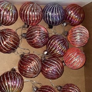Ralph Lauren Christmas Inspired Lot of Irisdescent Burgundy Tree Ornaments